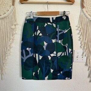 Ann Taylor Leaf Pattern Pencil Skirt - Green and Blue size 0